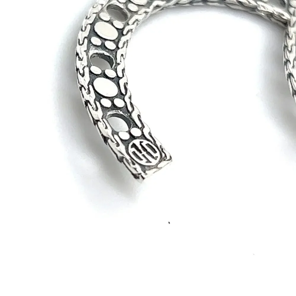 Vintage John Hardy Dot Sterling Silver 925 Flat Hoop Earrings Designer 2in